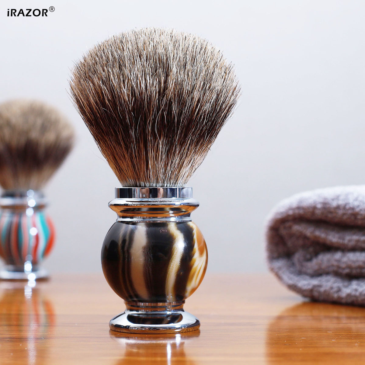 Mens Grooming Barber - iRAZOR Silvertip Pędzel do golenia dla